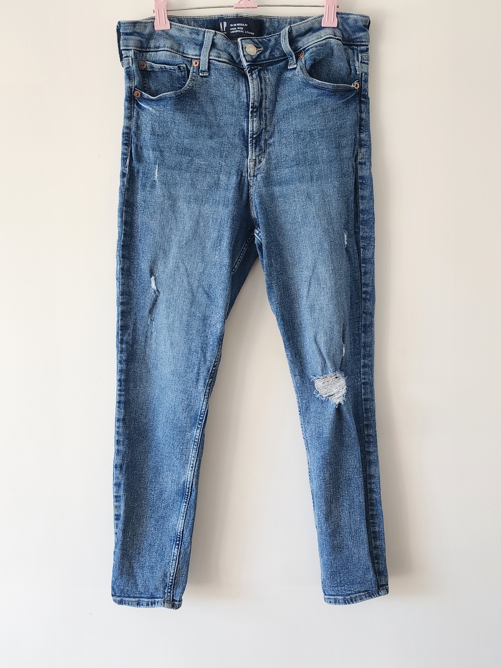 Gap High Rise Universal Legging Distressed Blue Jeans Women Sz 10/30 casual